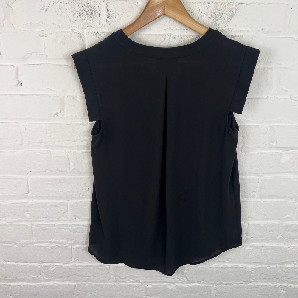 J. Crew Women's Crewneck Blouse Top Regualr Fit Short Sleeve Black Size 4P
